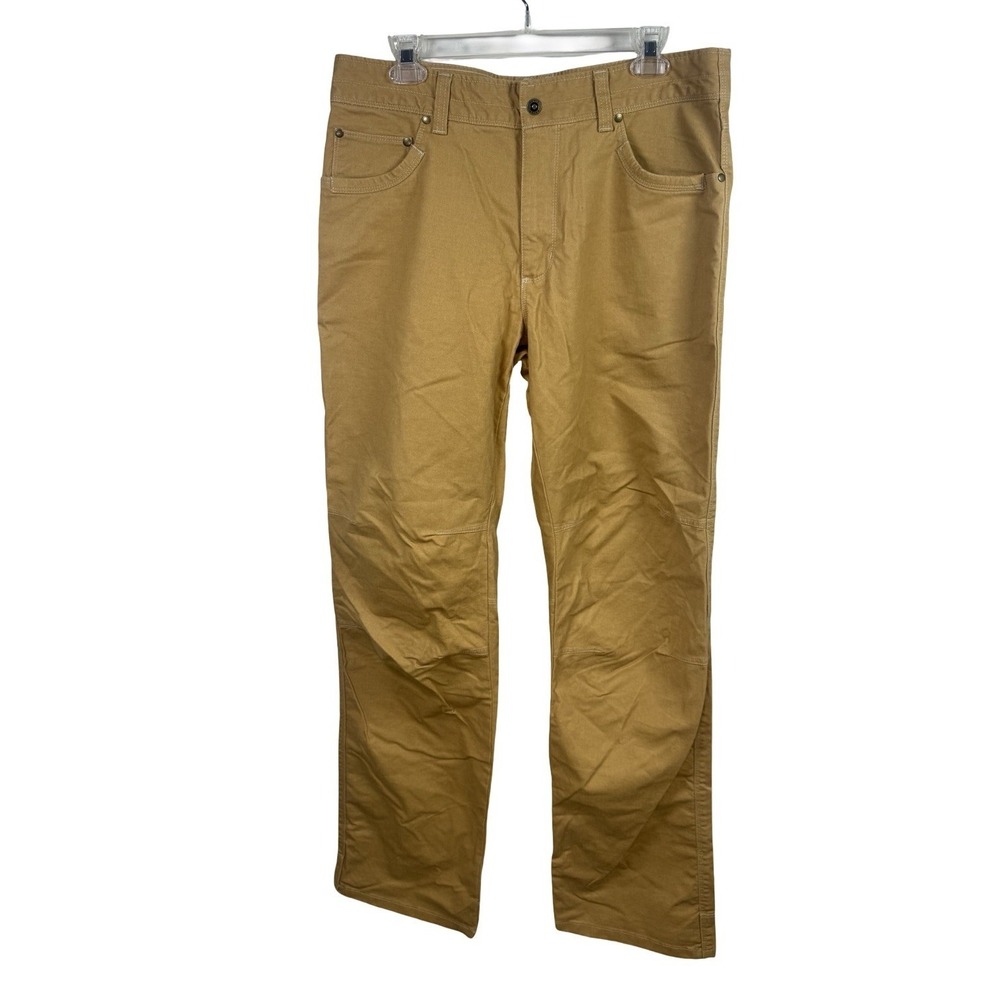 Eddie Bauer Canvas Work Pants Tan Carpenter Utility Hiking 34x36 Straight Tall